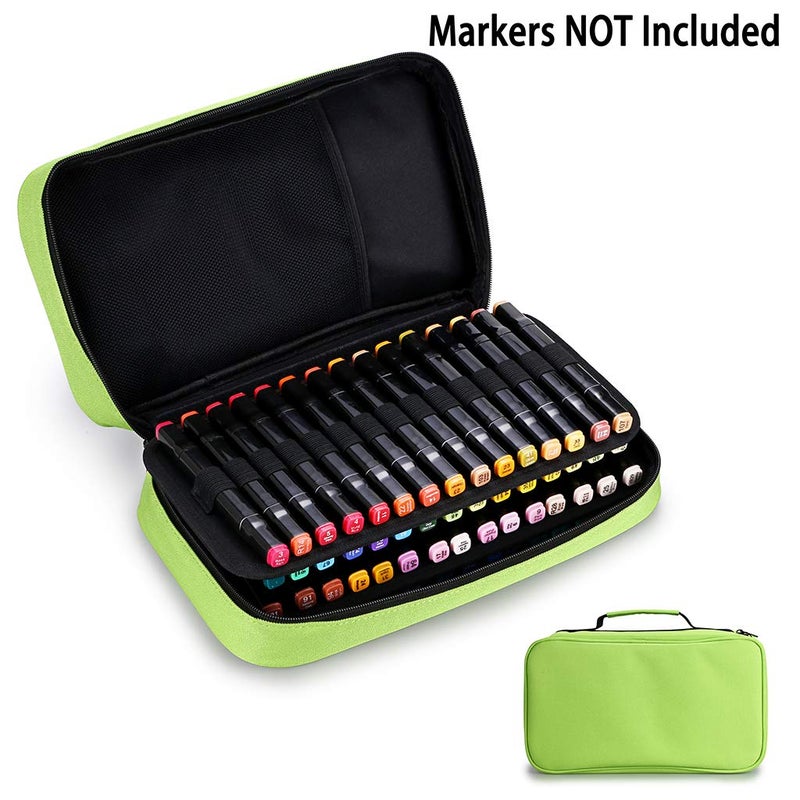 BTSKY Art Marker Carrying Case Lipstick Organizer-60 Slots Canvas Zippered Markers Storage for Touch Spectrum Noir Paint Sharpie Markers, Empty Wallet Only(Green) - Image 5